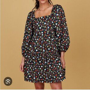 Crosby by Mollie Burch Piper Puff Sleeve Dress in Boho Blooms LARGE